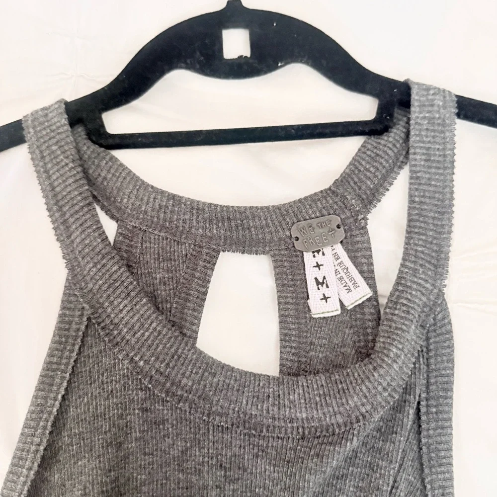 NWOT FREE PEOPLE WE THE FREE GRAY RACERBACK TANK TOP—PRISTINE, NEVER WORN! - Picture 3 of 11